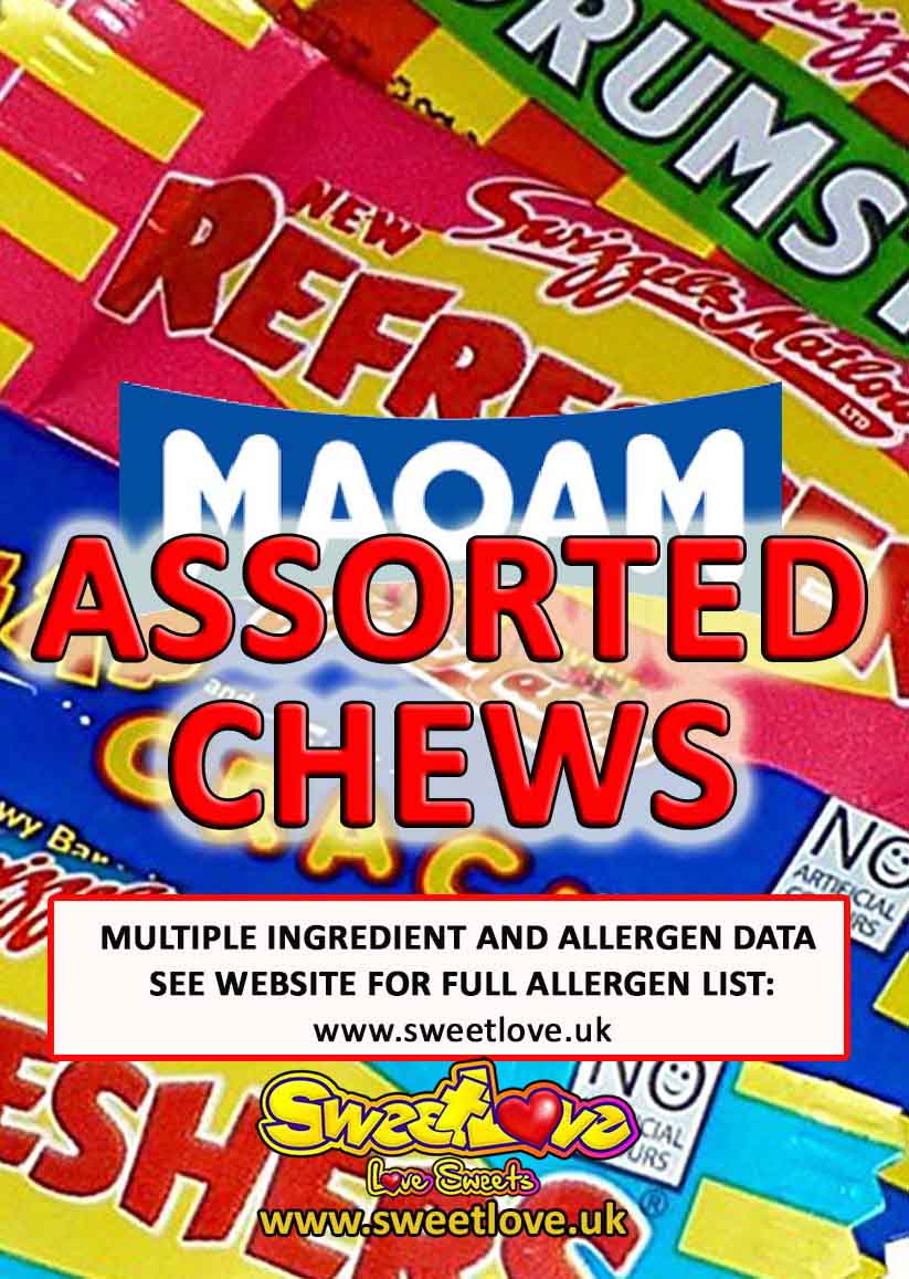 Vending label for Assorted Chew Bars.